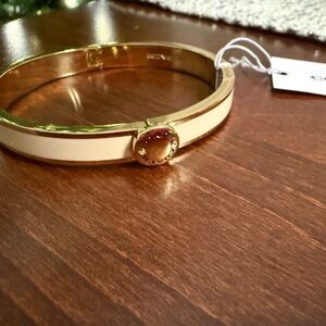 NWT! Coach enamel hinge bangle bracelet in white and gold! Authentic